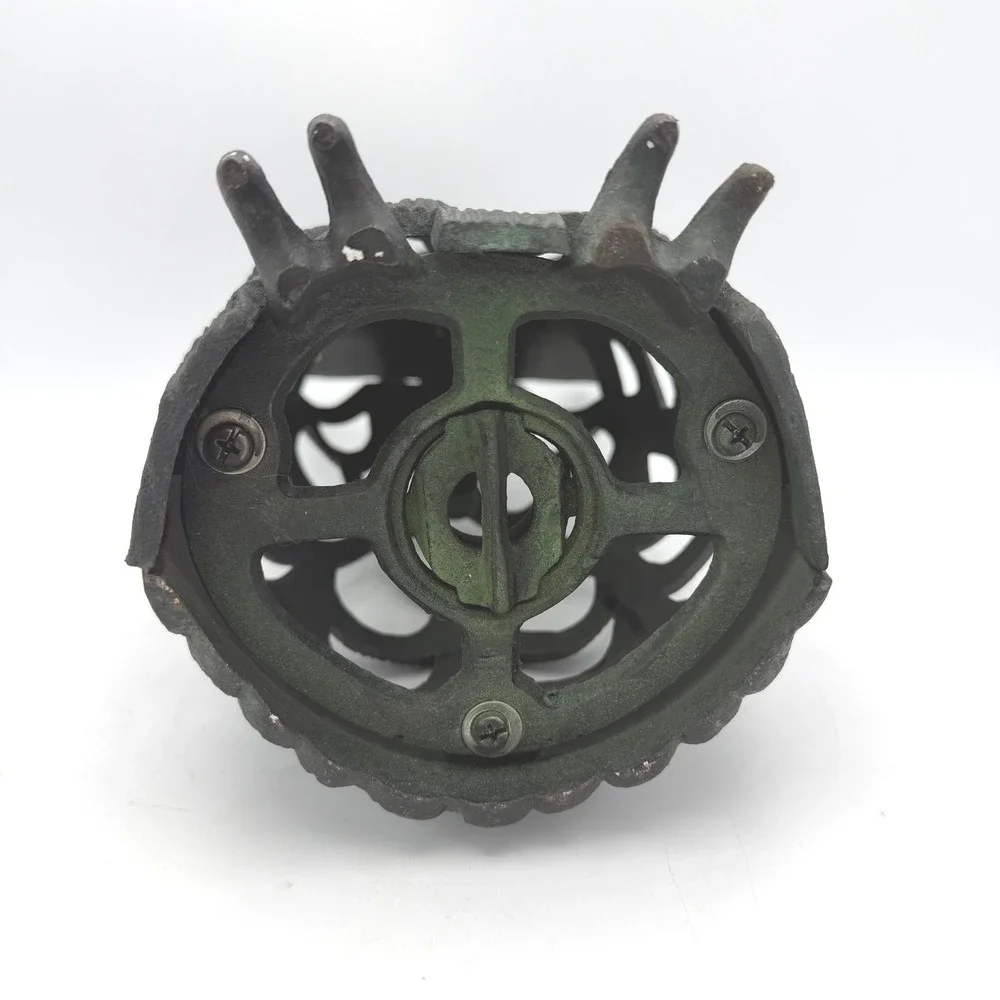 Vtg Owl Lantern Decor Black Cast Iron Hanging Garden Lantern Candle Holder